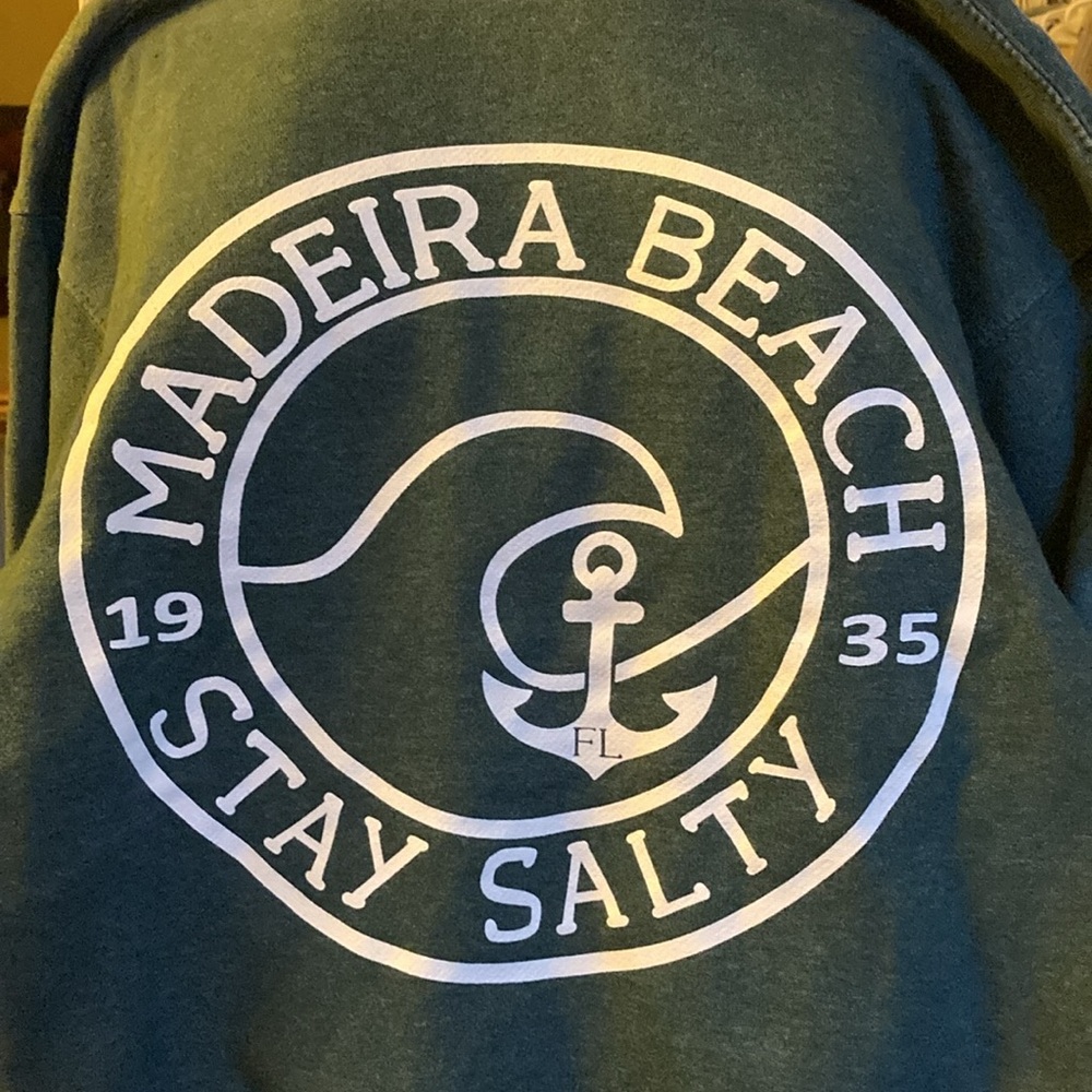 Madeira Beach Florida Stay Salty 1935 Green Hoodie Sweatshirt - Picture 6 of 6